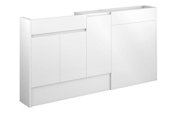 Clarence 1536mm Slim Basin  WC & 1 Door Unit Pack - White Gloss (Grey Cab)